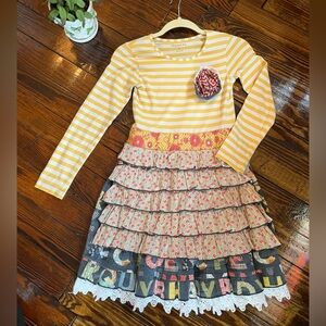 Girls mustard pie back to school dress Sz 8